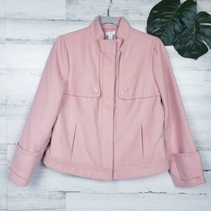 Chico's Pink Zip Front Moto style Jacket Size Medium